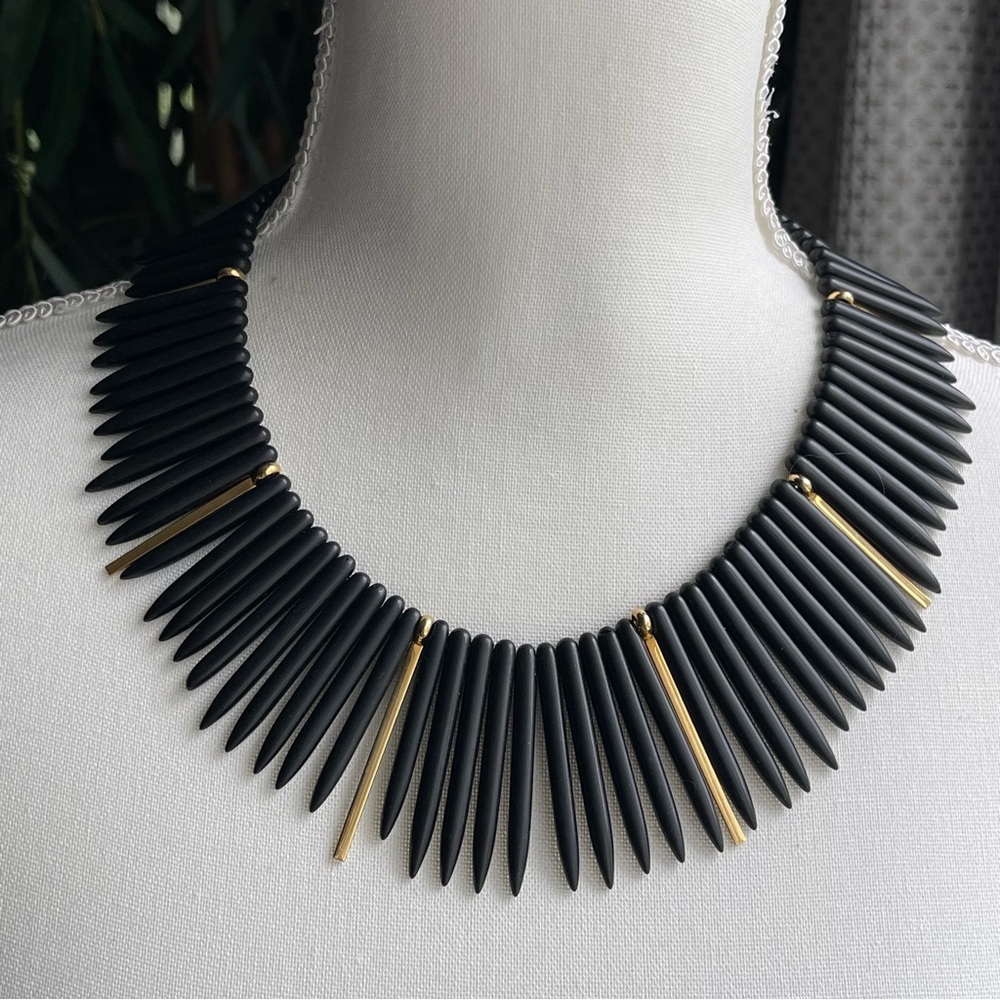 Janna Conner | Remy Necklace Dynamic Bib Black Spike with Metallic Focals 18"
